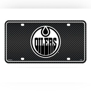 NHL Edmonton Oilers Carbon Fiber Metal Auto Tag